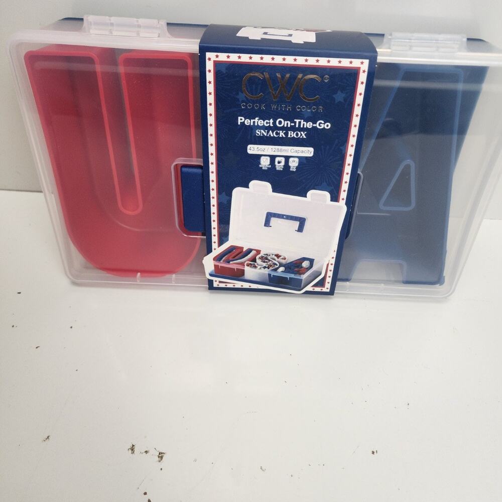 USA Perfect On-The-Go Snack Box for Family Outings or Cookouts Serving Tray